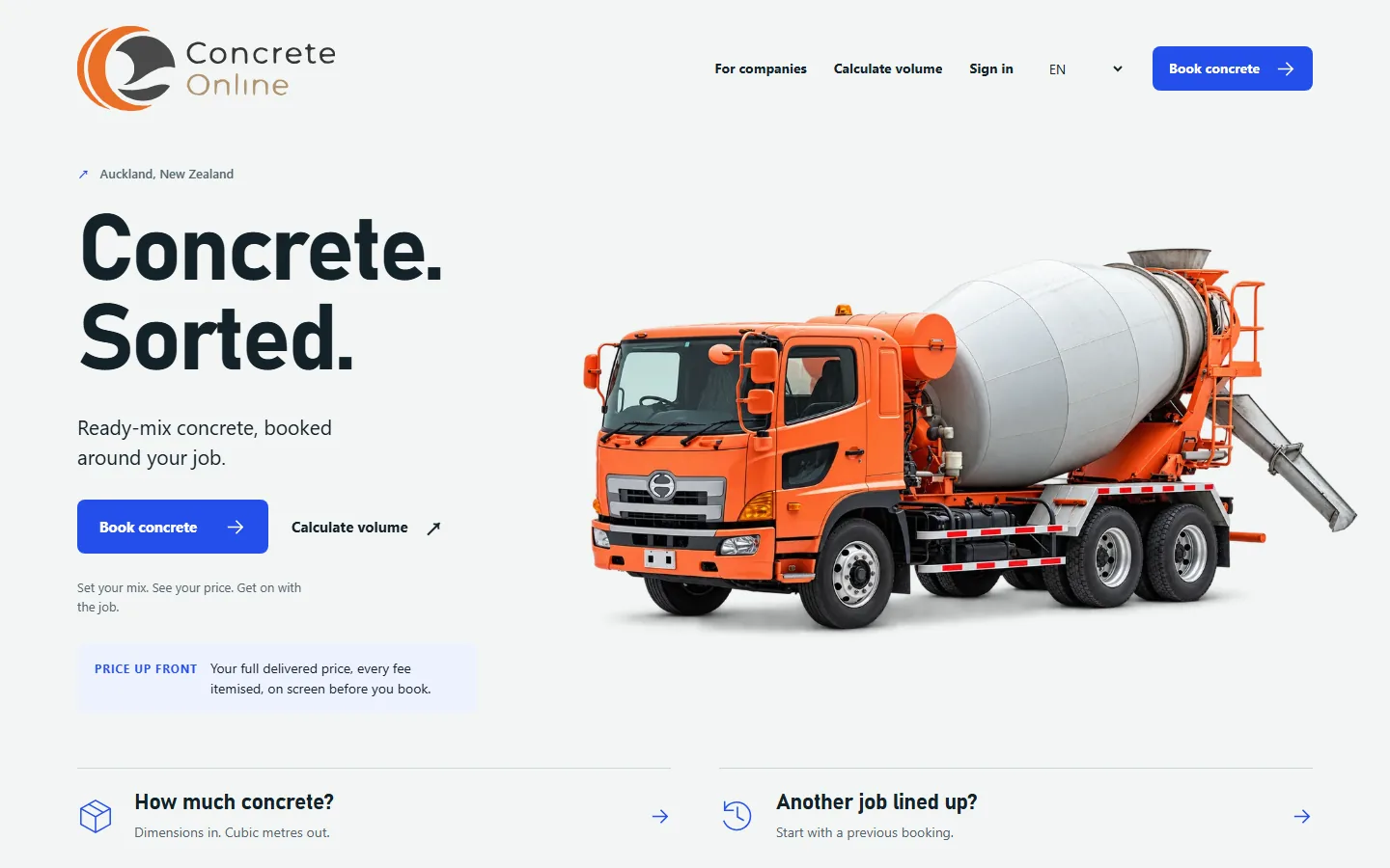 First version of the Concrete Online website on desktop